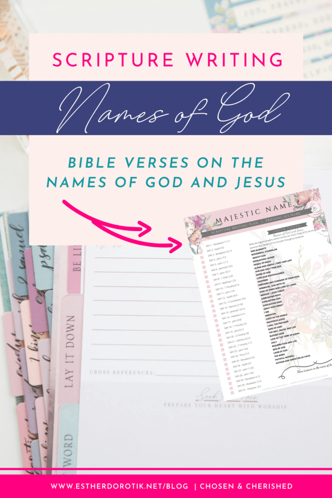 Grab the FREE Scripture writing plan with the names of God in the Bible! While the highest heavens cannot contain our God, we are given powerful descriptions of His character throughout Scripture. Here are 75 Bible verses with God's name in the Bible.