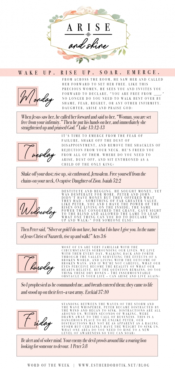 Arise And Shine Scripture And Prayer Prompts Word Of The Week Arise