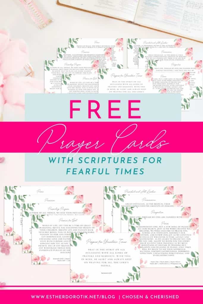 Are you struggling with fear? Grab the FREE prayer cards to help you overcome uncertain times. Each prayer card includes multiple Scripture references for additional study. Don't allow the current times to overcome your view of God #freescripture #freebibleversecards #prayercards