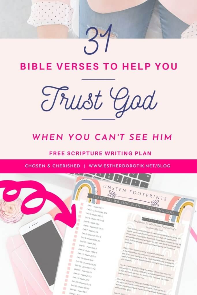 Trust is the currency of heaven. It means understanding everything that washes up on your shore must first pass through the waters of His throne room. Trust is releasing control to God and realizing the freedom of surrender. Remembering God's faithfulness of yesterday is key to trusting Him with your tomorrow. If you can trust Him with your eternity, surely you can trust Him with your every day. Grab this Bible reading plan with 31 of the best Bible verses and get started! Trusting God during hard times | Scripture Writing Plan on Trusting God | Best bible verses for trusting God #scripturewritingplan #trustinggod #bibleverses