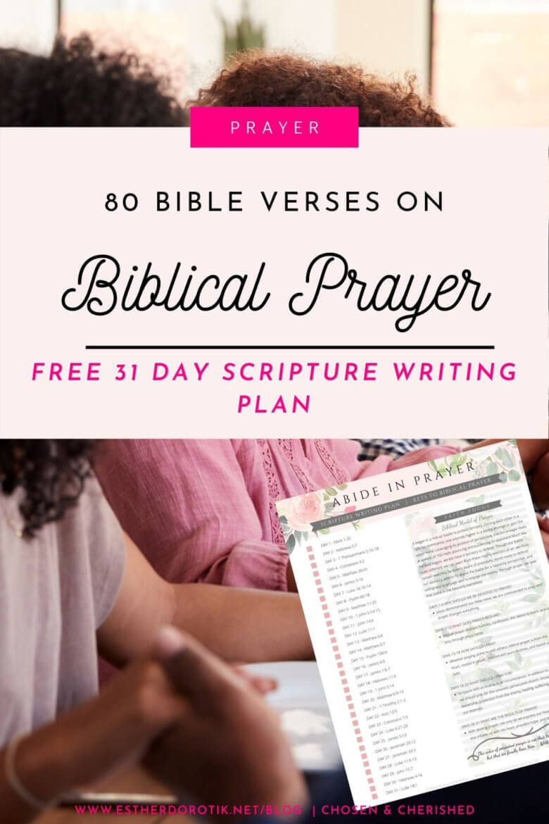 What is prayer and why is it important? How should we approach prayer? These 80 Bible verses walk you through the importance of prayer with powerful keys to effective prayer. Grab the FREE 31-day scripture writing plan and get started today! #prayer #bibleverses #scripturewritingplan