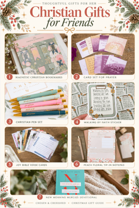 collage of christian gifts for friends under $25
